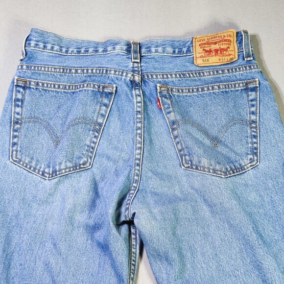 Levi's 516 jeans men's size W34 X L30 medium washed blue slim fit straight - Picture 4 of 12